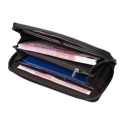錢包簡約復古時尚錢包男款長款拉鏈皮夾多功能大容量手拿包卡包手機包