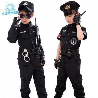 新店促銷 職業體驗 特警服 警察服裝 萬聖節 成人兒童衣服 套裝 男童 野戰 軍訓 裝備 夏令營 cosplay 小警察