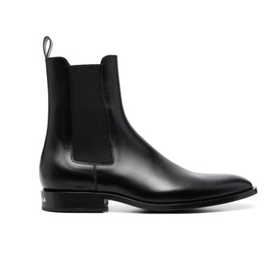 [全新真品代購-F/W22 SALE!] BALENCIAGA 黑色皮革 LOGO 靴子 / 切爾西靴 (巴黎世家)