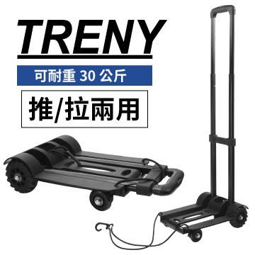 可自取- [ 家事達]TRENY 鐵製塑鋼行李車-4輪