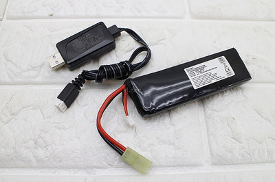 [01]7.4V USB 充電器 + 7.4V 鋰電池 標準型 ( M4A1鋰鐵充電電池EBB AEG電動槍