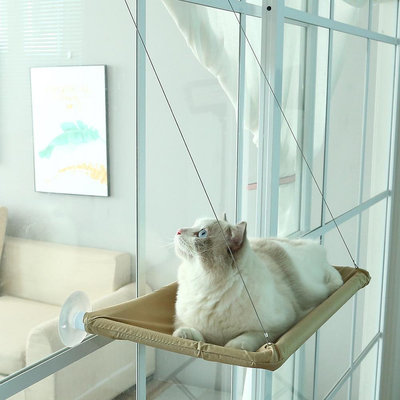 貓吊床 貓咪睡覺貓吊床曬太陽神器 折疊窗台貓吊床爬架貓窩寵物用品 吸盤懸挂式貓床貓窩貓咪生活用品