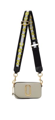 【超低優惠分享價】Marc Jacobs 銀色底 黃色Logo字母 金釦 肩背帶 寬背帶 斜背帶 相機包背帶
