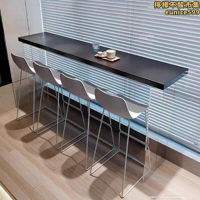黑色實木壓克力吧檯桌休閒高腳窄桌透明懸浮靠牆陽臺吧檯桌椅組合