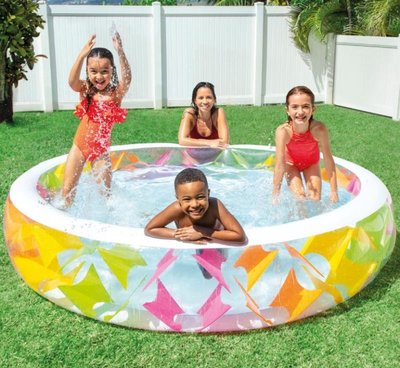 美國INTEX56494 彩色水池 充氣水池 寶寶游泳池 家庭充氣水池