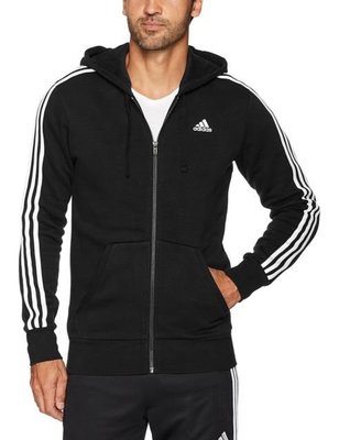 Adidas 男 Essentials 3 愛迪達 棉質 基本款 三條線 連帽外套 運動外套 B47368 黑白 現貨