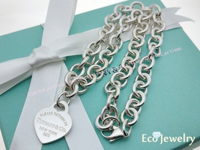 《Eco-jewelry》【Tiffany&amp;Co】經典 新款愛心牌三排刻字粗圈項鍊 純銀925粗圈項鍊~專櫃真品 已送洗
