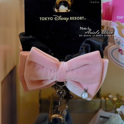 Ariels Wish-日本Tokyo東京迪士尼Disney愛麗絲Alice粉色立體蝴蝶結緞帶鑰匙時鐘髮圈大腸髮帶-現貨