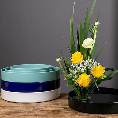 【花器】日式插花器皿塑料花器花盤小原流花器款中式花道禪意塑膠花盆
