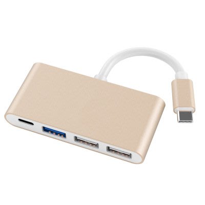 品名: 環保包裝 type-c轉usb USB2.0 USB3.0集線器Type-c hub集線器usb hub(金色)