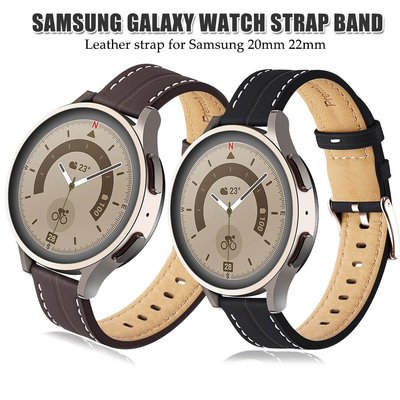 適用於 Samsung Galaxy watch 4 / 5 40mm / 44mm 5pro 45mm 經典真皮錶帶