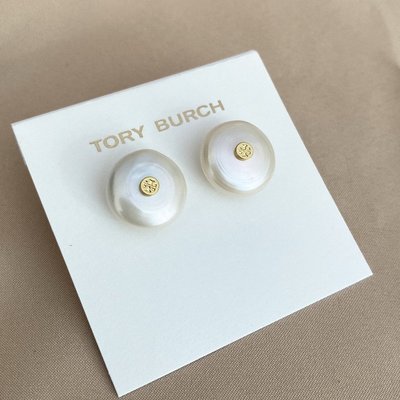 現貨2020年爆款 Tory burch TB耳釘圓形天然大珍珠不規則耳環雙t金屬徽標氣質華麗明星同款熱銷