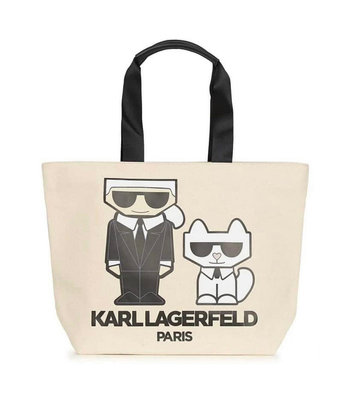 ［全新正品］KARL LAGERFELD 卡爾 老佛爺公仔大款拉鍊托特包