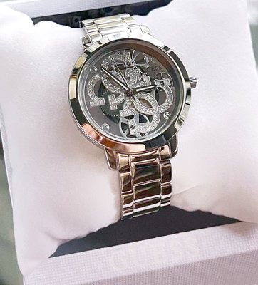 GUESS Quattro Clear 透視鏤空錶盤 銀色不鏽鋼錶帶 石英 女士手錶 GW0300L1
