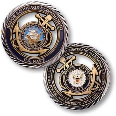 特價！美國海軍Navy榮譽舵手挑戰海軍鷹艦隊船錨紀念幣鏤空章硬幣