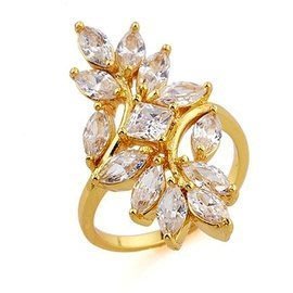 夏威夷風情歐洲鋯石電鍍K金戒指 ~ 剩美規6號、7號 (國際圍10.5號、13號)白鑽