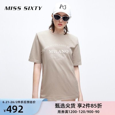 【熱賣下殺】Miss Sixty2022夏季新款短袖T恤女純棉印花中長款