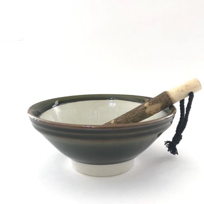 東昇瓷器餐具=日本進口6寸磨缽(可磨山藥.芝麻.擂茶.磨粉磨泥)---附木棒    圓