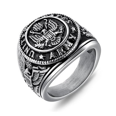 《 QBOX 》FASHION 飾品【R100N632】精緻個性粗曠老鷹標誌鑄造鈦鋼戒指/戒環
