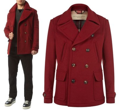 Burberry 紅色 酒紅色 短版 羊毛 大衣 外套
