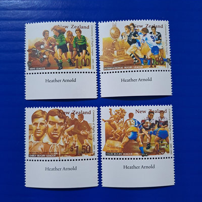 【大三元】紐澳郵票-068紐西蘭  橄欖球聯盟百年紀念日1995年發行-新票2全1套-原膠上品