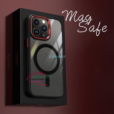 iphone13手機殼Magsafe支援 金屬鏡頭透明 黑紅色手機保護殼 iPhone 13 12 14 11 P