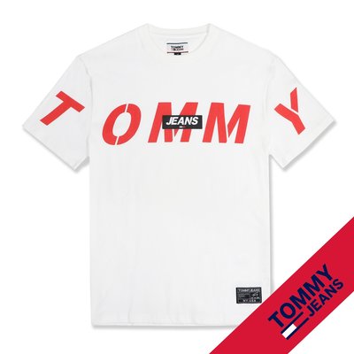 【TOMMY JEANS】TOMMY男款短袖T恤印紅大TOMMY字白 F03200409-33