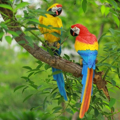 仿真動物鳥類鸚鵡擺件花園庭院家居裝飾品園林雕塑戶外樹脂工藝品滿減 促銷 夏季