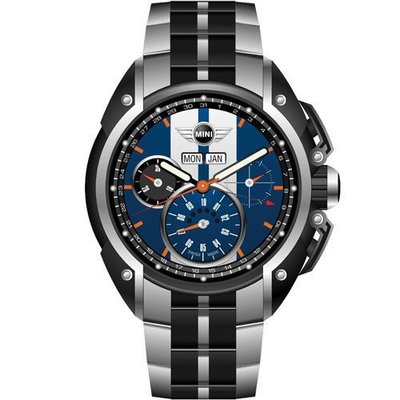 MINI Swiss Watches 極速運動計時腕錶 MINI-02S 藍/鋼帶款