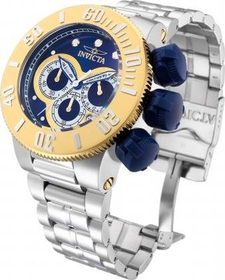 《大男人》Invicta #1540瑞士大錶徑52MM個性潛水錶，特殊砲筒錶冠設計，藍金配色非常漂亮值得收藏