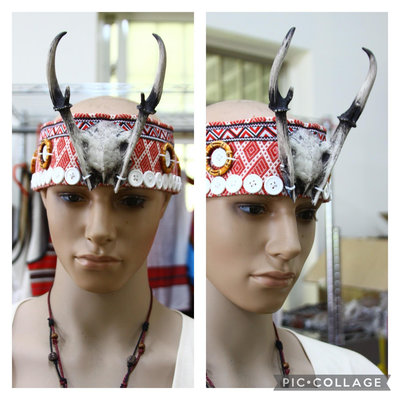 融藝製造 -- 原住民服飾&amp;布料 -- 原住民山羌.羌牙頭飾 -- 1400元