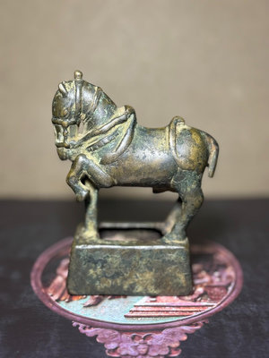 【二手】12-13世紀早期古印度銅戰馬雕塑16980【木清院】銅器 佛像 擺件