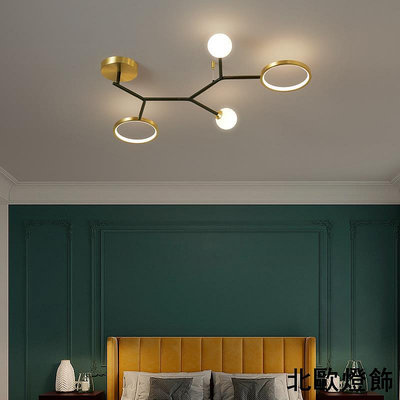 全銅吊燈 簡約現代客廳燈 北歐臥室餐廳燈具ins創意個性分子燈