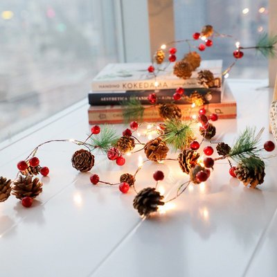 現貨圣誕節裝飾松果燈串店鋪櫥窗掛飾場景布置圣誕樹小飾品創意掛件