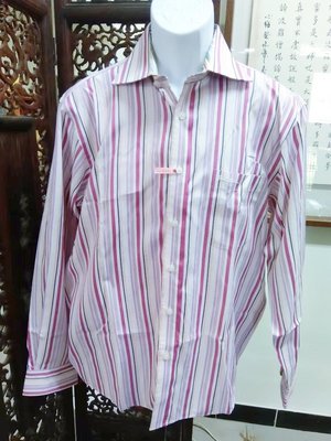 (二手瑕疵品)Paul Smith淺紫色條紋長袖襯衫(16.5)(B720)