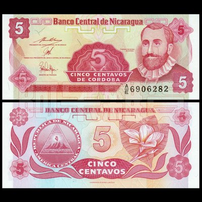 森羅本舖 現貨實拍 小票幅 尼加拉瓜 5生丁 拉丁美洲 全新 無折 真鈔 鈔 鈔票 紙鈔 人物 五色錢 鈔 幣 錢母