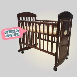☘ 板橋統一婦幼百貨 ☘ 台灣製 國城 可搖擺 側板可升降原木組合小床 嬰兒床