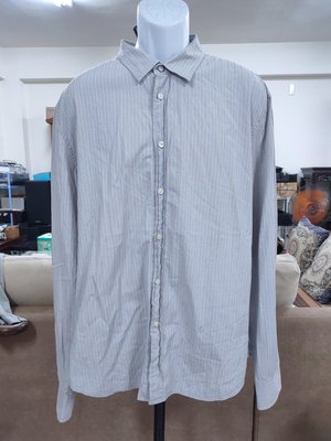 (二手)Armani Exchange  A/X 灰色條紋修身款長袖休閒襯衫(XL)(B661)