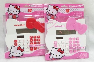 ♥小花花日本精品♥Hello Kitty 大臉造型 計算機會計必備12位元臉型按鈕趴姿大臉蝴蝶結滿版圖 33206905