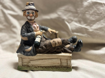 日本歐洲回流中古陶瓷擺件melody陶瓷小丑 音樂盒