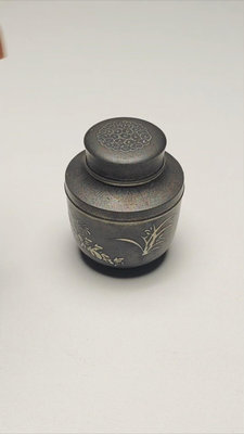 日本 老錫罐 間村自造 茶入茶倉茶葉罐