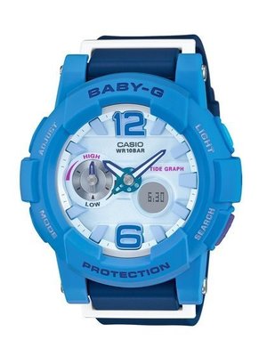 BABY-G CASIO 卡西歐衝浪板造型少女時代藍白色系極限運動概念錶 型號：BGA-180-2B3【神梭鐘錶】