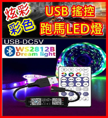 1米 搖控USB 搖控 炫彩 彩色 跑馬LED燈 燈條