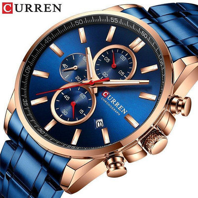 CURREN/卡瑞恩8368 鋼帶手錶簡約日歷大錶盤商務錶防水男生時裝