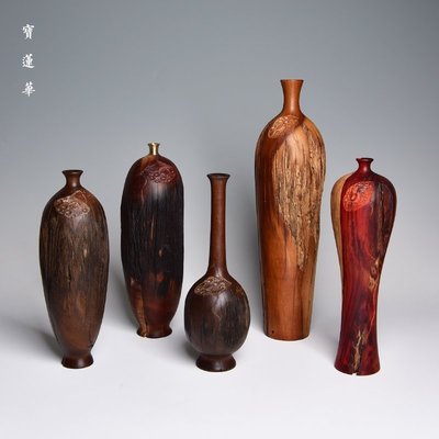 古舊風化木花器 手工雕刻梅瓶 天然實木花瓶花道插花器干花瓶賞瓶