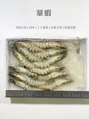 【魚仔海鮮】草蝦(12尾) 280g±10% 草蝦12p 草蝦12尾 馬來西亞草蝦 海鮮 冷凍食品