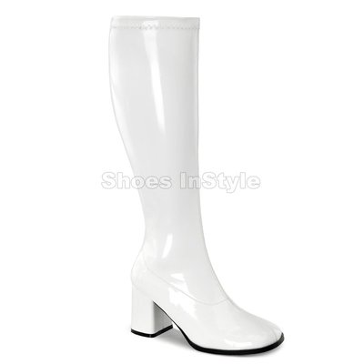 Shoes InStyle《三吋》美國品牌 FUNTASMA 原廠正品漆皮及膝中長馬靴 有大尺碼  寬版『白色』
