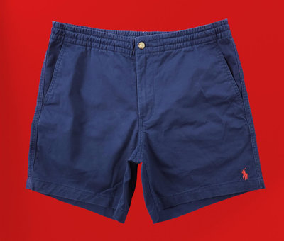 Polo Ralph Lauren 深藍色 棉質 休閒短褲 (M) (一元起標 無底價)