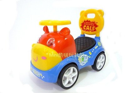 Mini酷啵玩具館~手動造型牛牛迴力車-聲光迴力童車-合金車