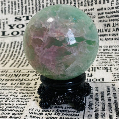 C288天然紫綠螢石水晶球擺件綠色水晶原石打磨屬木客廳辦公家 水晶 擺件 原石【天下奇物】329